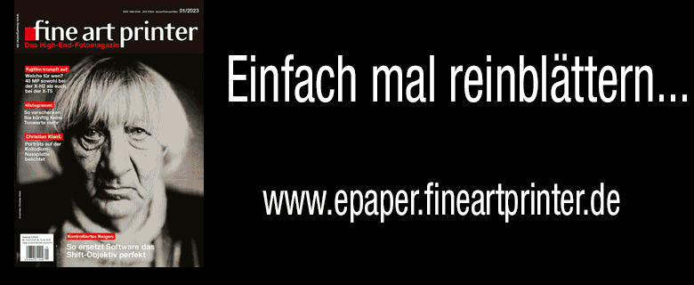 Banner mit Werbung für ePaper von FineArtPrinter